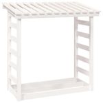 Casa si Gradina - Termice - Sobe, Seminee si accesorii - Accesorii seminee si sobe - Rastel pentru lemne de foc, alb, 108x64,5x110cm, lemn masiv pin - Infinity.ro