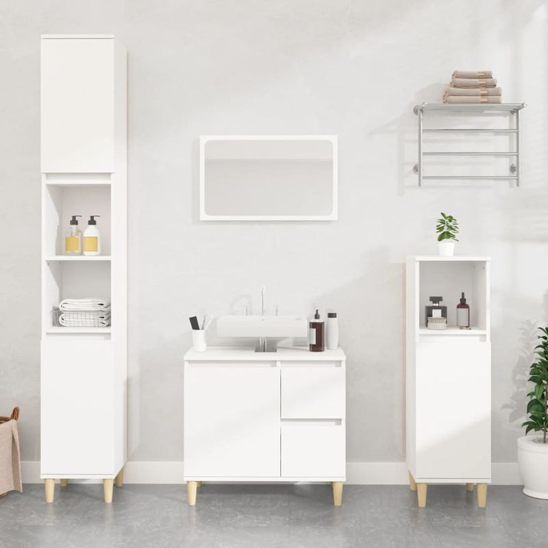 Casa si Gradina - Mobilier - Mobilier baie - Corpuri baie - Dulap de baie, alb, 30x30x190 cm, lemn prelucrat - Infinity.ro