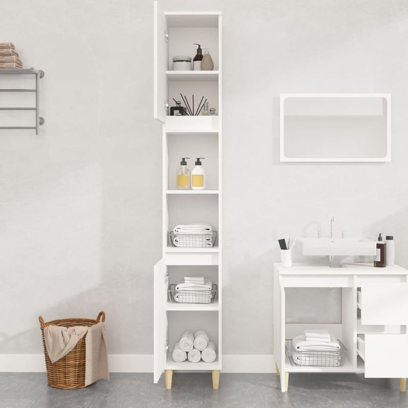 Casa si Gradina - Mobilier - Mobilier baie - Corpuri baie - Dulap de baie, alb, 30x30x190 cm, lemn prelucrat - Infinity.ro