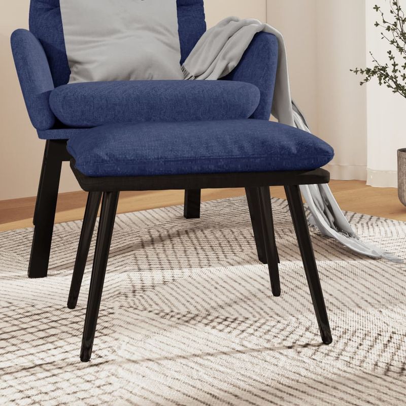 Casa si Gradina - Mobilier - Scaune si fotolii - Tabureti - Taburet, albastru, 45x29,5x35 cm, material textil si piele eco - Infinity.ro