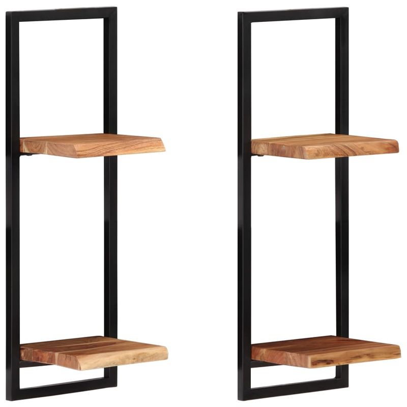 Casa si Gradina - Mobilier - Biblioteci si rafturi - Rafturi - Rafturi de perete 2 buc. 25x25x75 cm lemn masiv acacia/otel - Infinity.ro