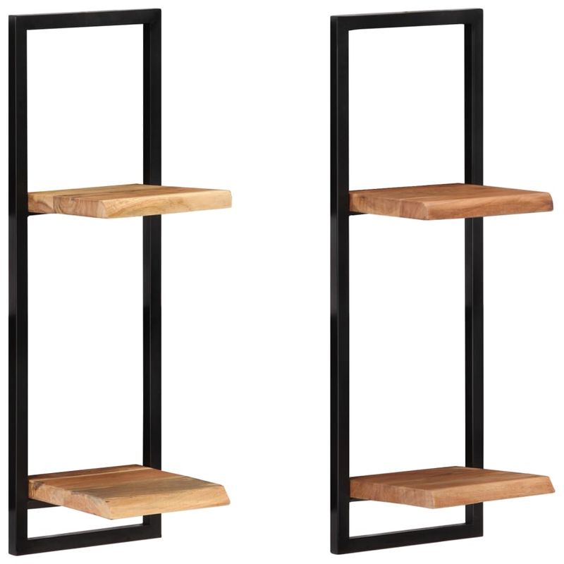 Casa si Gradina - Mobilier - Biblioteci si rafturi - Rafturi - Rafturi de perete 2 buc. 25x25x75 cm lemn masiv acacia/otel - Infinity.ro