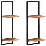 Casa si Gradina - Mobilier - Biblioteci si rafturi - Rafturi - Rafturi de perete 2 buc. 25x25x75 cm lemn masiv acacia/otel - Infinity.ro