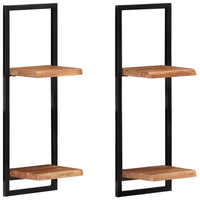 Casa si Gradina - Mobilier - Biblioteci si rafturi - Rafturi - Rafturi de perete 2 buc. 25x25x75 cm lemn masiv acacia/otel - Infinity.ro