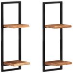 Casa si Gradina - Mobilier - Biblioteci si rafturi - Rafturi - Rafturi de perete 2 buc. 25x25x75 cm lemn masiv acacia/otel - Infinity.ro