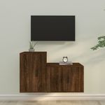 Casa si Gradina - Mobilier - Seturi de mobilier - Seturi living - Set dulap TV, 2 piese, stejar maro, lemn prelucrat - Infinity.ro