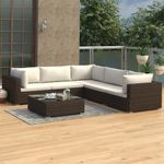 Casa si Gradina/Gradina si terasa/Mobilier exterior/Seturi mobila gradina - Set mobilier de gradina cu perne, 6 piese, maro, poliratan - Infinity.ro