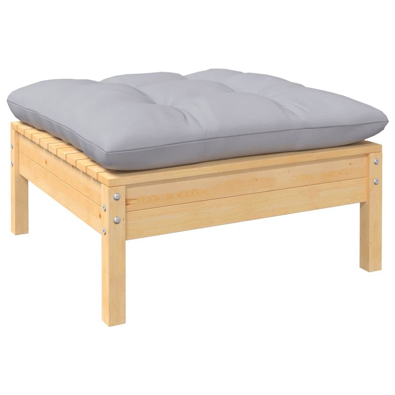 Casa si Gradina - Gradina si terasa - Mobilier exterior - Seturi mobila gradina - Set mobilier gradina cu perne, 4 piese, gri, lemn de pin - Infinity.ro