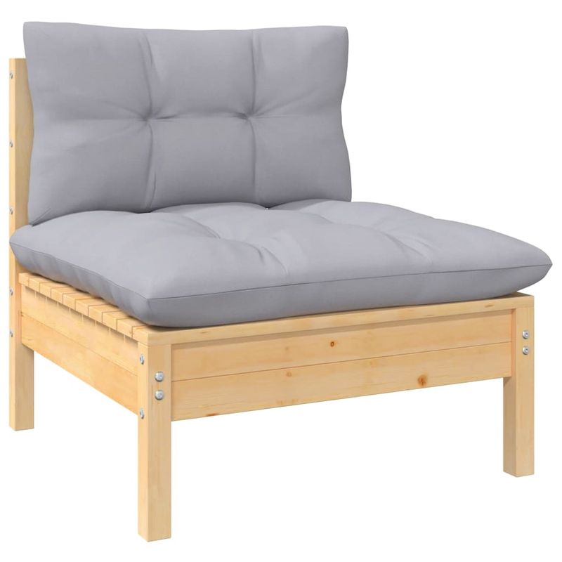 Casa si Gradina - Gradina si terasa - Mobilier exterior - Seturi mobila gradina - Set mobilier gradina cu perne, 4 piese, gri, lemn de pin - Infinity.ro