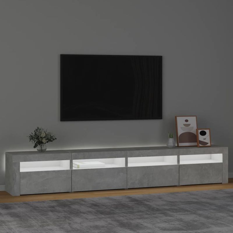 Casa si Gradina - Mobilier - Comode si corpuri - Comode - Comoda TV cu lumini LED, gri beton, 240x35x40 cm - Infinity.ro