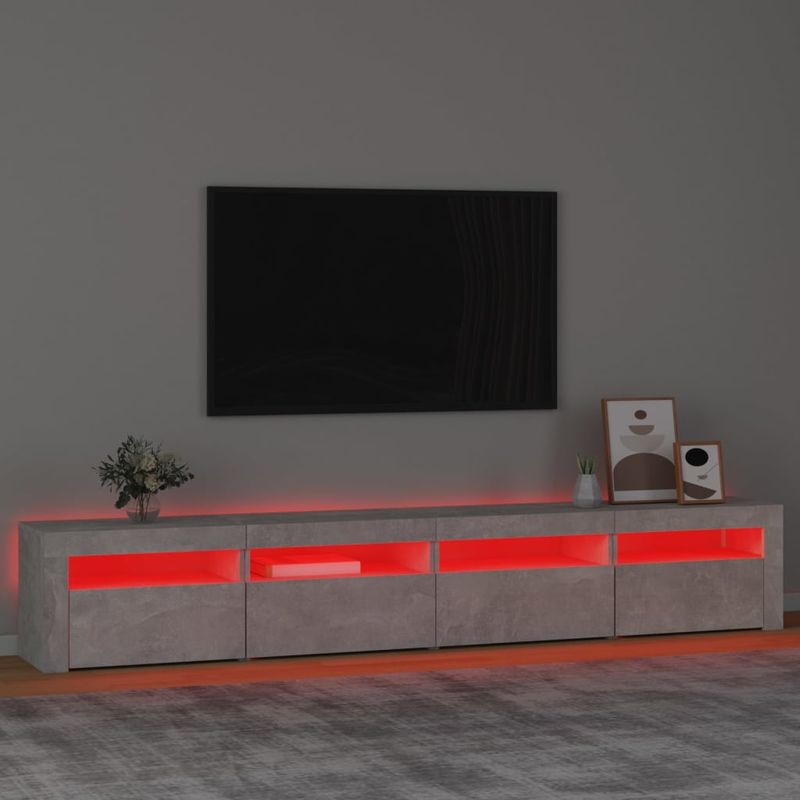 Casa si Gradina - Mobilier - Comode si corpuri - Comode - Comoda TV cu lumini LED, gri beton, 240x35x40 cm - Infinity.ro