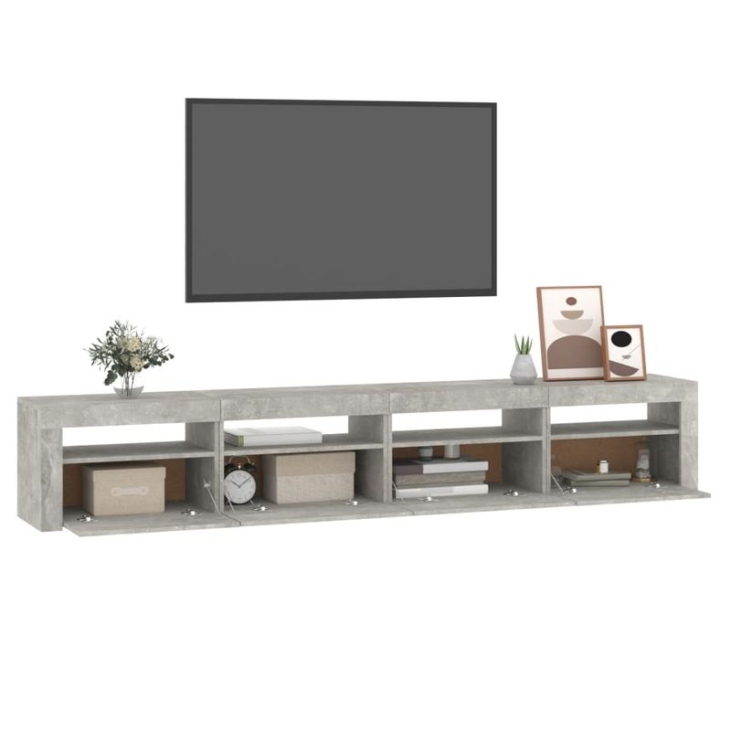 Casa si Gradina - Mobilier - Comode si corpuri - Comode - Comoda TV cu lumini LED, gri beton, 240x35x40 cm - Infinity.ro
