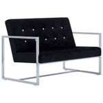 Casa si Gradina - Mobilier - Canapele si coltare - Canapele - Canapea cu 2 locuri cu brate, negru, crom si catifea - Infinity.ro