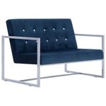 Casa si Gradina - Mobilier - Canapele si coltare - Canapele - Canapea cu 2 locuri cu brate, albastru, crom si catifea - Infinity.ro