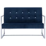 Casa si Gradina - Mobilier - Canapele si coltare - Canapele - Canapea cu 2 locuri cu brate, albastru, crom si catifea - Infinity.ro