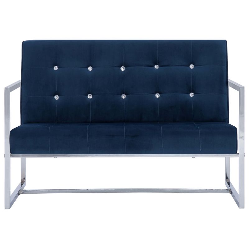 Casa si Gradina - Mobilier - Canapele si coltare - Canapele - Canapea cu 2 locuri cu brate, albastru, crom si catifea - Infinity.ro