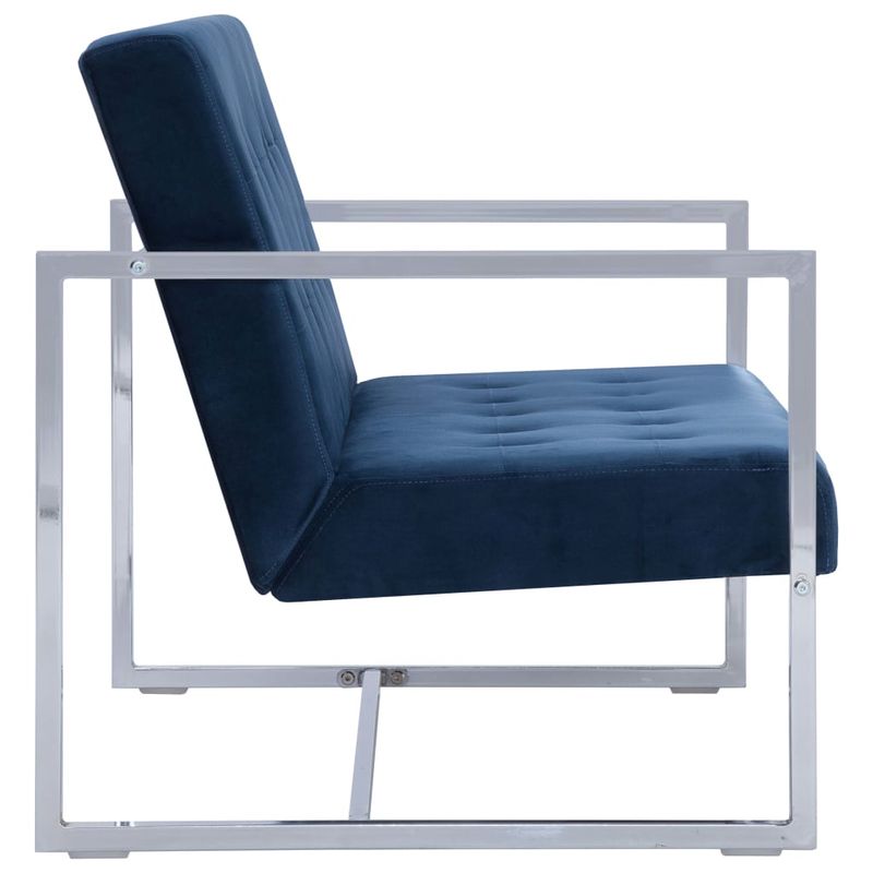 Casa si Gradina - Mobilier - Canapele si coltare - Canapele - Canapea cu 2 locuri cu brate, albastru, crom si catifea - Infinity.ro