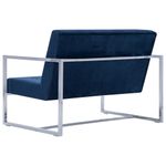Casa si Gradina - Mobilier - Canapele si coltare - Canapele - Canapea cu 2 locuri cu brate, albastru, crom si catifea - Infinity.ro