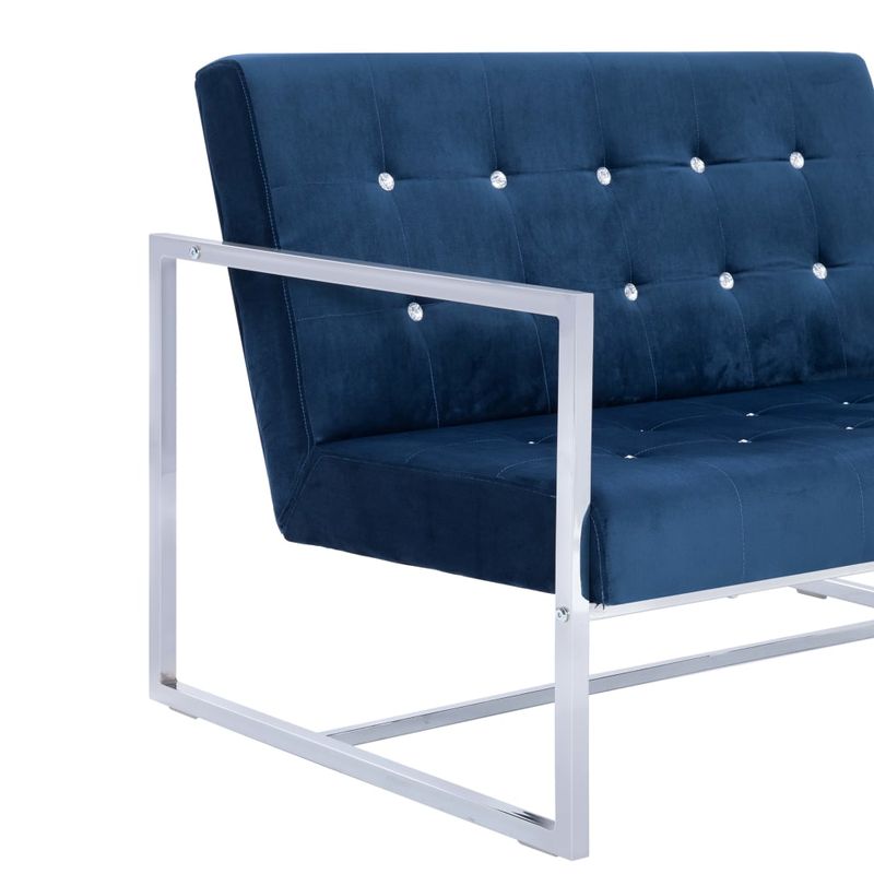 Casa si Gradina - Mobilier - Canapele si coltare - Canapele - Canapea cu 2 locuri cu brate, albastru, crom si catifea - Infinity.ro