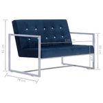 Casa si Gradina - Mobilier - Canapele si coltare - Canapele - Canapea cu 2 locuri cu brate, albastru, crom si catifea - Infinity.ro