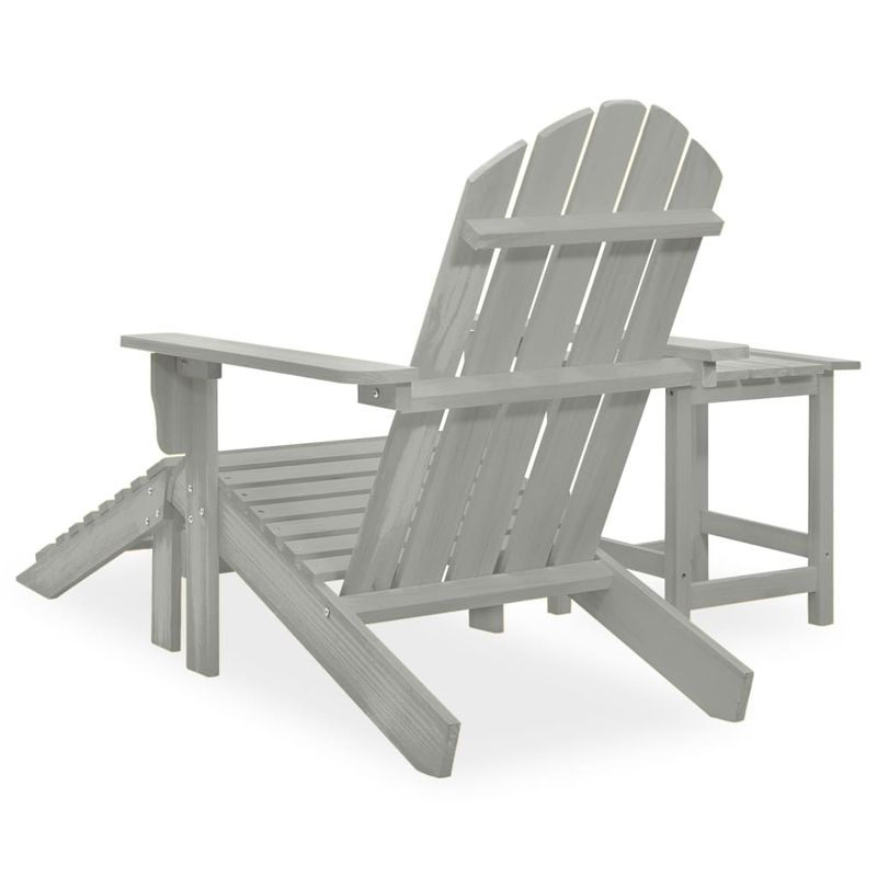 Casa si Gradina - Gradina si terasa - Mobilier exterior - Seturi mobila gradina - Scaun de gradina Adirondack cu masa&otoman, gri, lemn brad - Infinity.ro