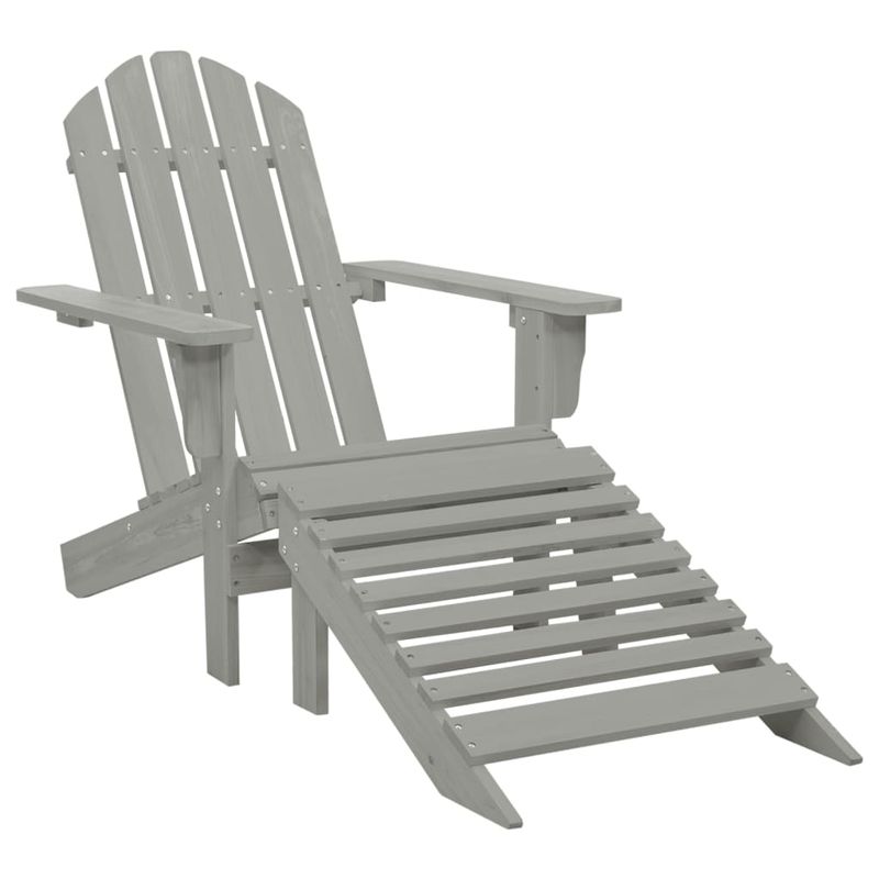 Casa si Gradina - Gradina si terasa - Mobilier exterior - Seturi mobila gradina - Scaun de gradina Adirondack cu masa&otoman, gri, lemn brad - Infinity.ro