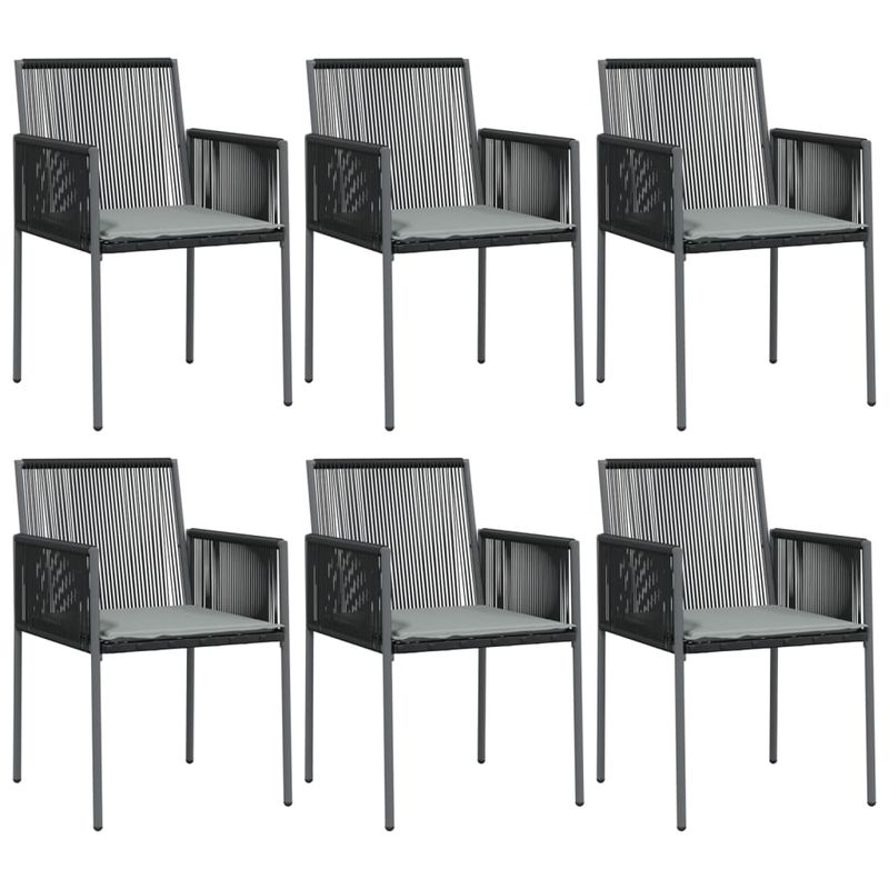 Casa si Gradina - Gradina si terasa - Mobilier exterior - Seturi mobila gradina - Set mobilier gradina cu perne, 7 piese, negru, poliratan și otel, mărime lungime masă 160 cm - Infinity.ro