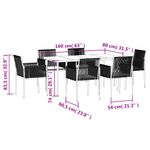 Casa si Gradina - Gradina si terasa - Mobilier exterior - Seturi mobila gradina - Set mobilier gradina cu perne, 7 piese, negru, poliratan și otel, mărime lungime masă 160 cm - Infinity.ro