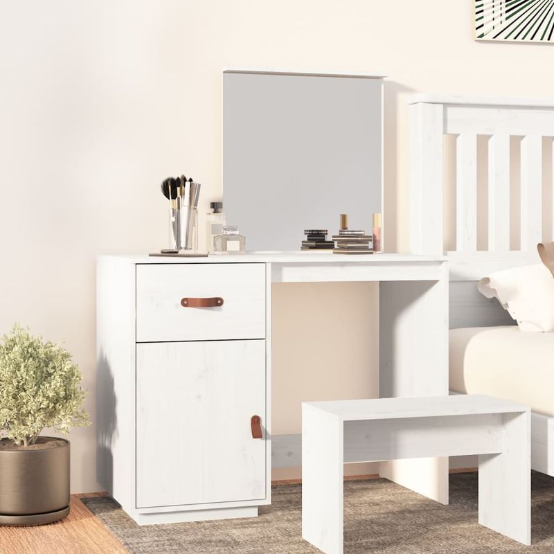 Casa si Gradina - Mobilier - Comode si corpuri - Masute de toaleta - Masa de toaleta, alb, 95x50x134 cm, lemn masiv de pin - Infinity.ro