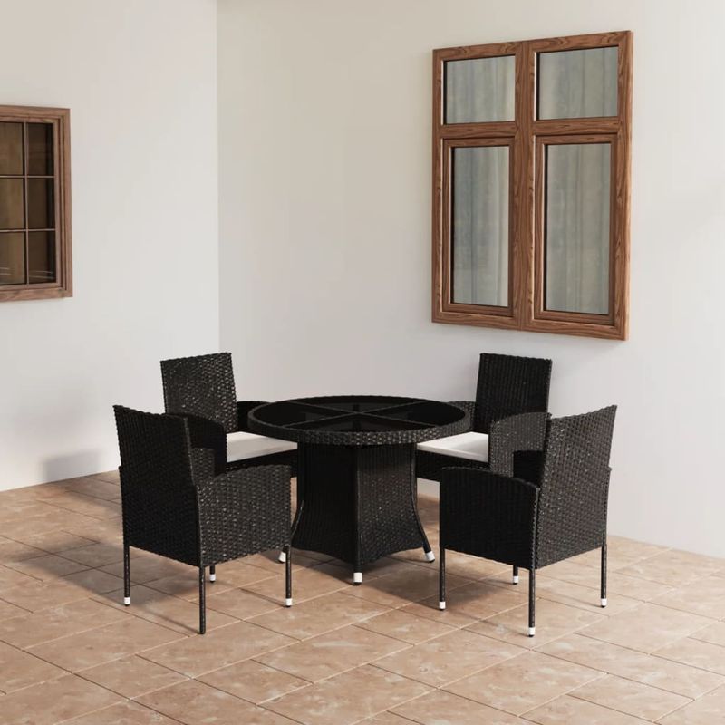 Casa si Gradina - Gradina si terasa - Mobilier exterior - Seturi mobila gradina - Set mobilier de gradina, 5 piese, negru, poliratan - Infinity.ro