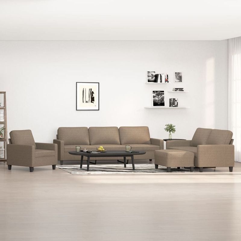 Casa si Gradina - Mobilier - Seturi de mobilier - Seturi living - Set de canapele cu perne, 4 piese, gri taupe, material textil - Infinity.ro