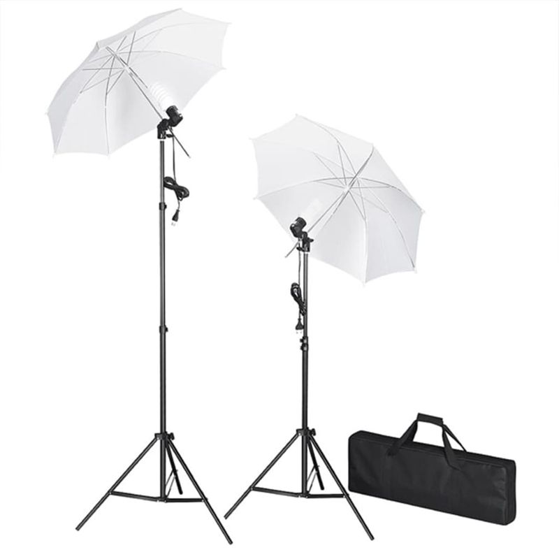 TV, Audio-Video si Foto - Aparate foto si accesorii - Accesorii foto si video - Blitzuri - Set studio foto cu lampi, umbrele, fundal si reflector - Infinity.ro