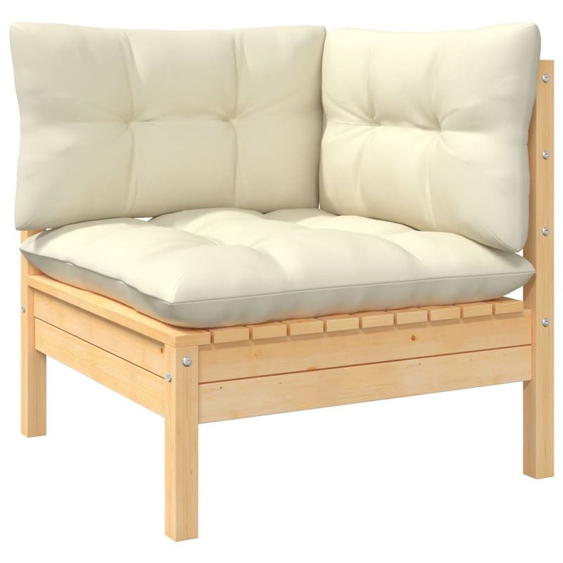 Casa si Gradina - Gradina si terasa - Mobilier exterior - Seturi mobila gradina - Set mobilier gradina cu perne crem, 4 piese, lemn de pin - Infinity.ro