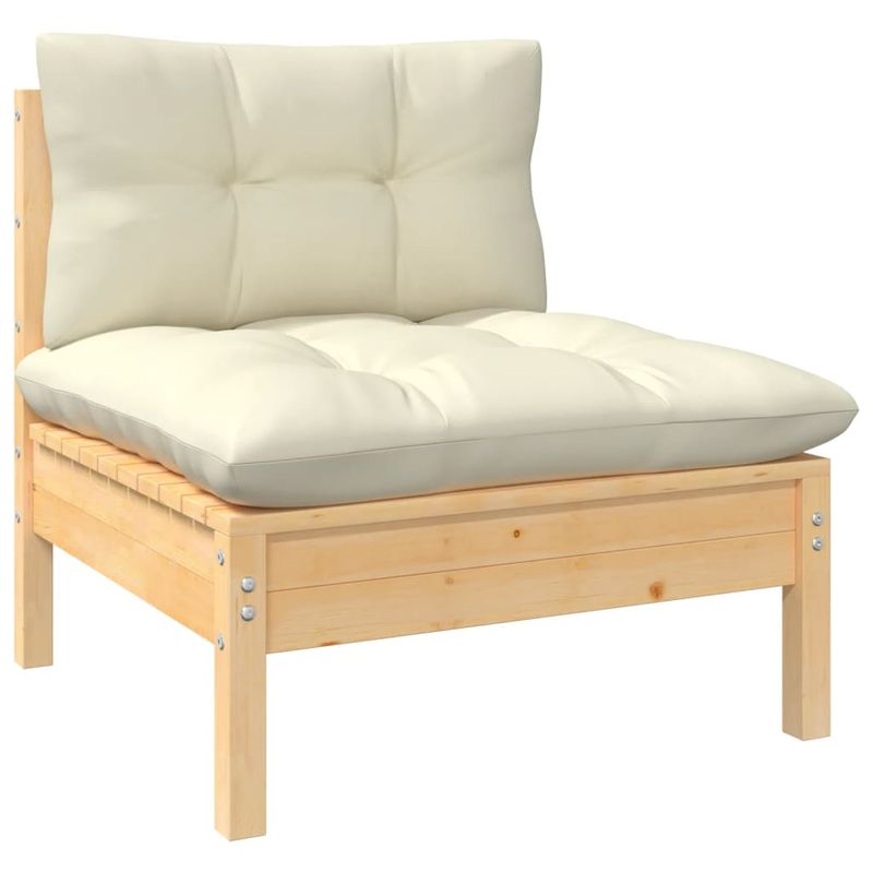 Casa si Gradina - Gradina si terasa - Mobilier exterior - Seturi mobila gradina - Set mobilier gradina cu perne crem, 4 piese, lemn de pin - Infinity.ro