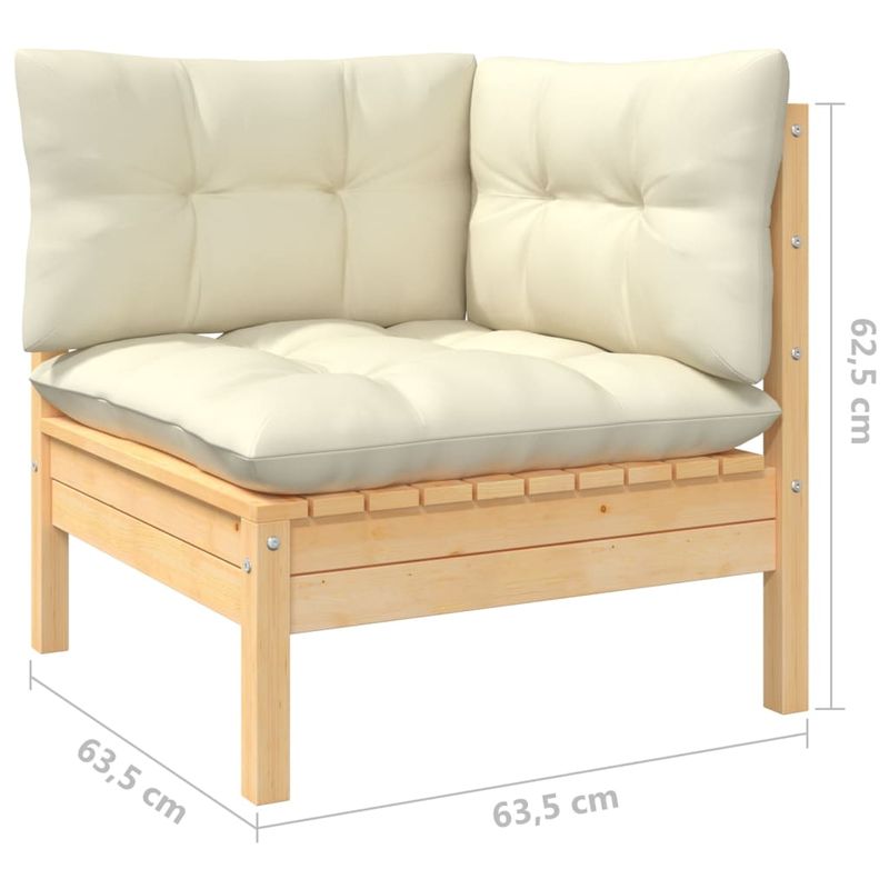 Casa si Gradina - Gradina si terasa - Mobilier exterior - Seturi mobila gradina - Set mobilier gradina cu perne crem, 4 piese, lemn de pin - Infinity.ro