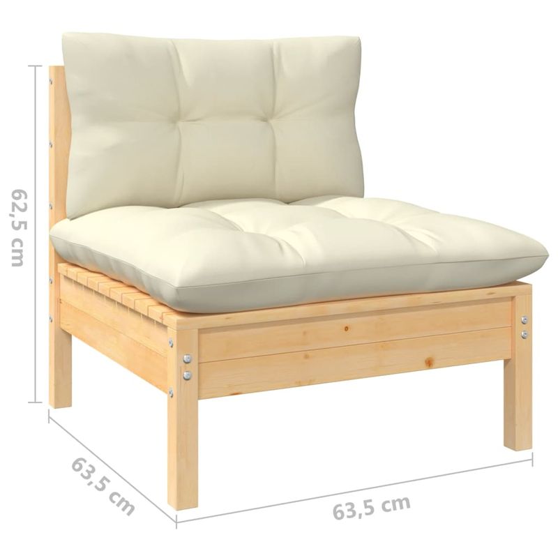 Casa si Gradina - Gradina si terasa - Mobilier exterior - Seturi mobila gradina - Set mobilier gradina cu perne crem, 4 piese, lemn de pin - Infinity.ro