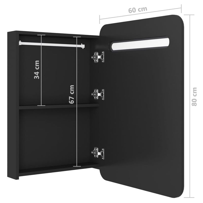Casa si Gradina - Mobilier - Mobilier baie - Corpuri baie - Dulap de baie cu oglinda si LED-uri, negru, 60x11x80 cm - Infinity.ro