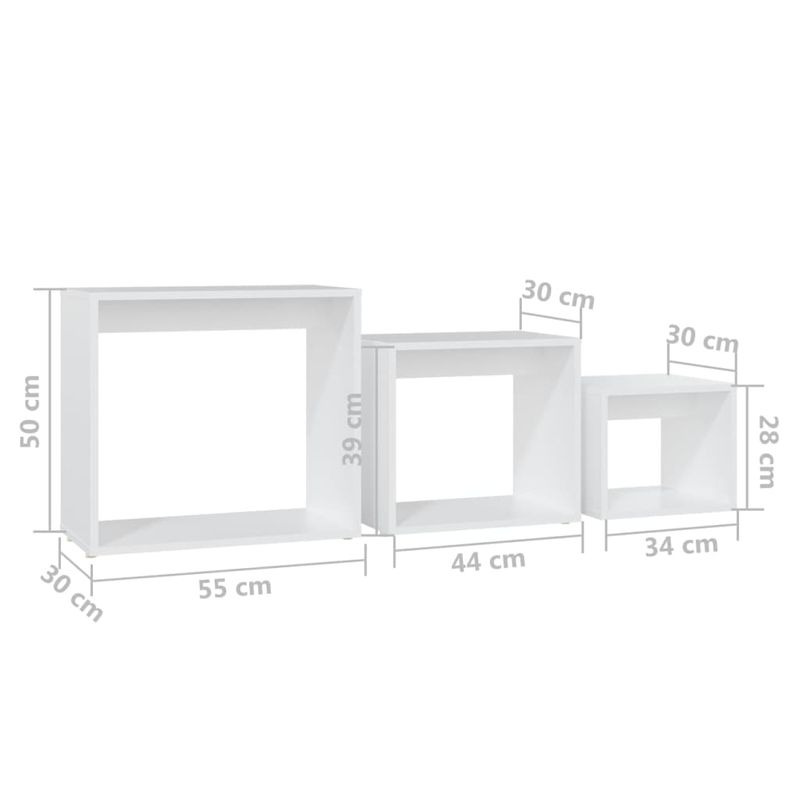 Casa si Gradina - Mobilier - Mese si birouri - Mese living - Masute suprapuse, 3 buc., alb, PAL - Infinity.ro