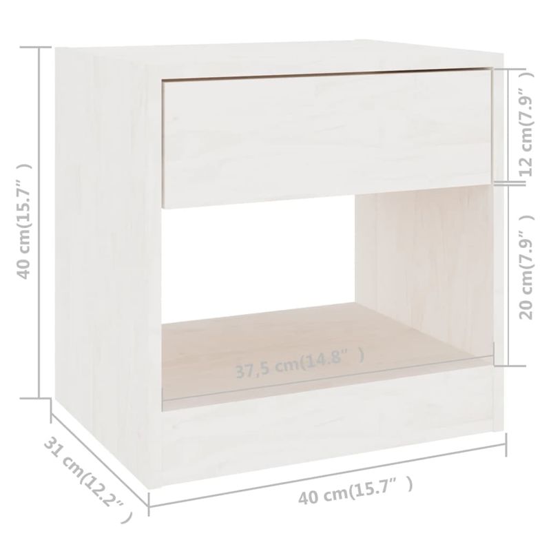 Casa si Gradina - Mobilier - Comode si corpuri - Noptiere - Noptiera, alb, 40x31x40 cm, lemn masiv de pin - Infinity.ro