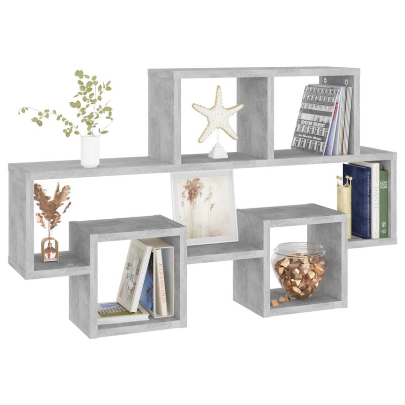 Casa si Gradina - Mobilier - Biblioteci si rafturi - Rafturi - Raft de perete in forma de masina, gri beton, 82x15x51cm, PAL - Infinity.ro