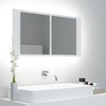 Casa si Gradina - Mobilier - Mobilier baie - Corpuri baie - Dulap de baie cu oglinda si LED, alb, 90x12x45 cm acril - Infinity.ro