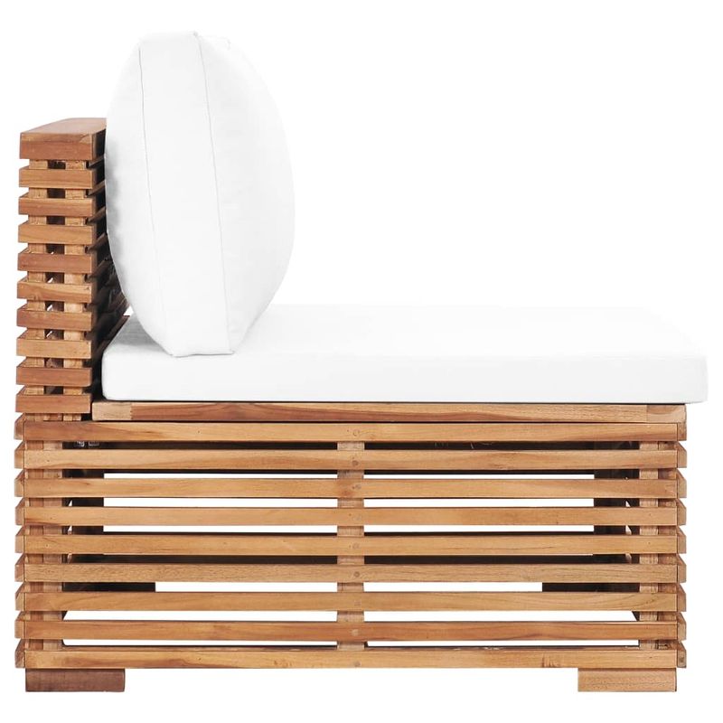 Casa si Gradina - Gradina si terasa - Mobilier exterior - Canapele si fotolii gradina - Canapea de mijloc de gradina cu perne crem, lemn masiv de tec - Infinity.ro