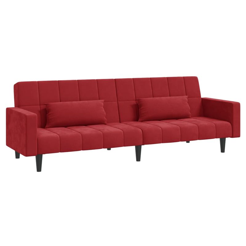 Casa si Gradina - Mobilier - Canapele si coltare - Canapele - Canapea extensibila cu 2 locuri, 2 perne, rosu vin, catifea - Infinity.ro