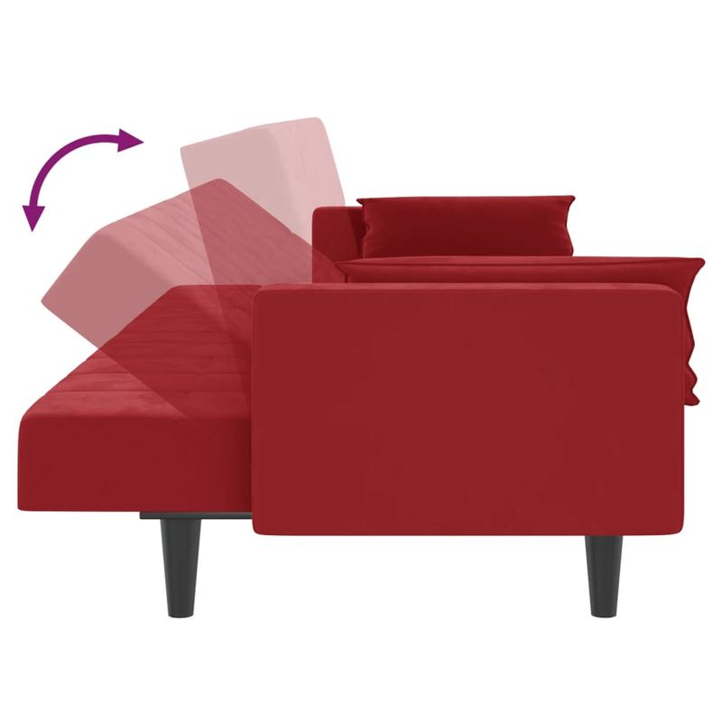 Casa si Gradina - Mobilier - Canapele si coltare - Canapele - Canapea extensibila cu 2 locuri, 2 perne, rosu vin, catifea - Infinity.ro