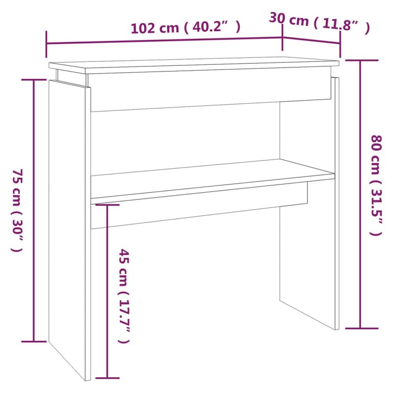 Casa si Gradina - Mobilier - Comode si corpuri - Console - Masa consola, stejar fumuriu, 102x30x80 cm, lemn prelucrat - Infinity.ro