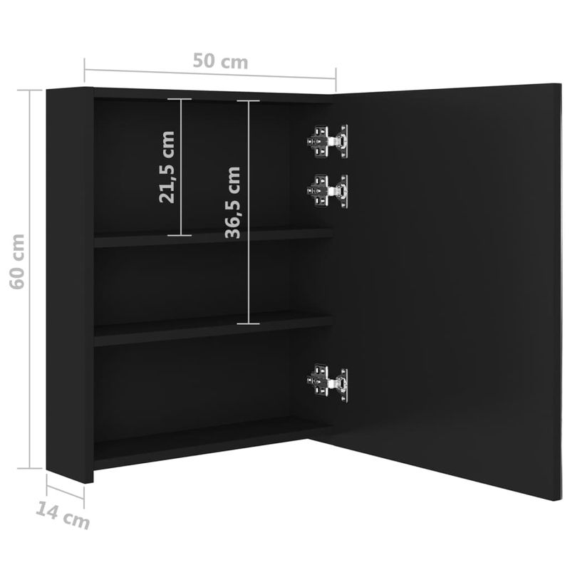 Casa si Gradina - Mobilier - Mobilier baie - Corpuri baie - Dulap de baie cu oglinda si LED, negru, 50x14x60 cm - Infinity.ro
