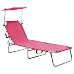Casa si Gradina - Gradina si terasa - Mobilier exterior - Scaune si sezlonguri gradina - Sezlong de plaja pliabil cu baldachin , otel, roz magenta - Infinity.ro