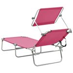 Casa si Gradina - Gradina si terasa - Mobilier exterior - Scaune si sezlonguri gradina - Sezlong de plaja pliabil cu baldachin , otel, roz magenta - Infinity.ro
