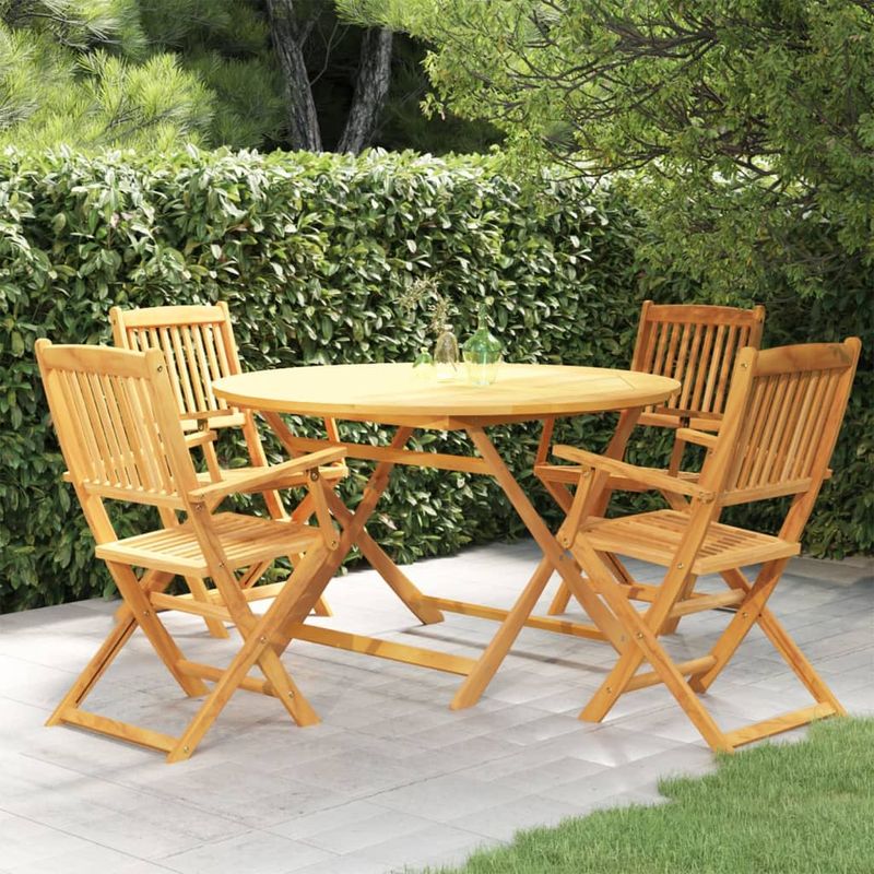 Casa si Gradina - Gradina si terasa - Mobilier exterior - Seturi mobila gradina - Set mobilier de gradina pliabil, 5 piese, lemn masiv acacia - Infinity.ro