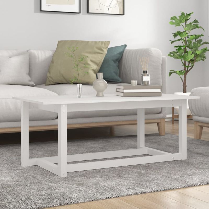 Casa si Gradina - Mobilier - Mese si birouri - Masute de cafea - Masuta de cafea, alb, 110x55x45 cm, lemn masiv de pin - Infinity.ro